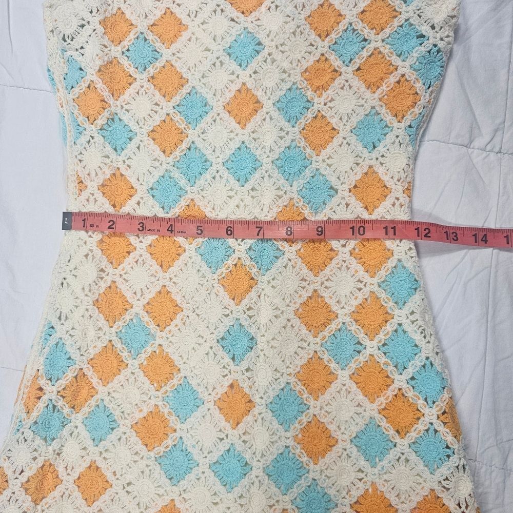Entro Colorful Crochet Knit Sleeveless Mini Dress Women's Size‎ Small - Picture 12 of 13